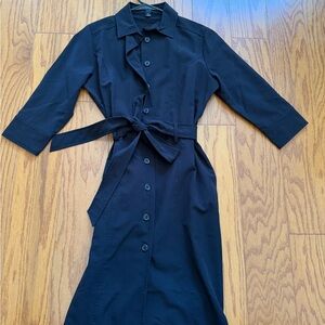 Women’s ICO uniform Black Long Sleeve Button Down Dress with Belt Small S